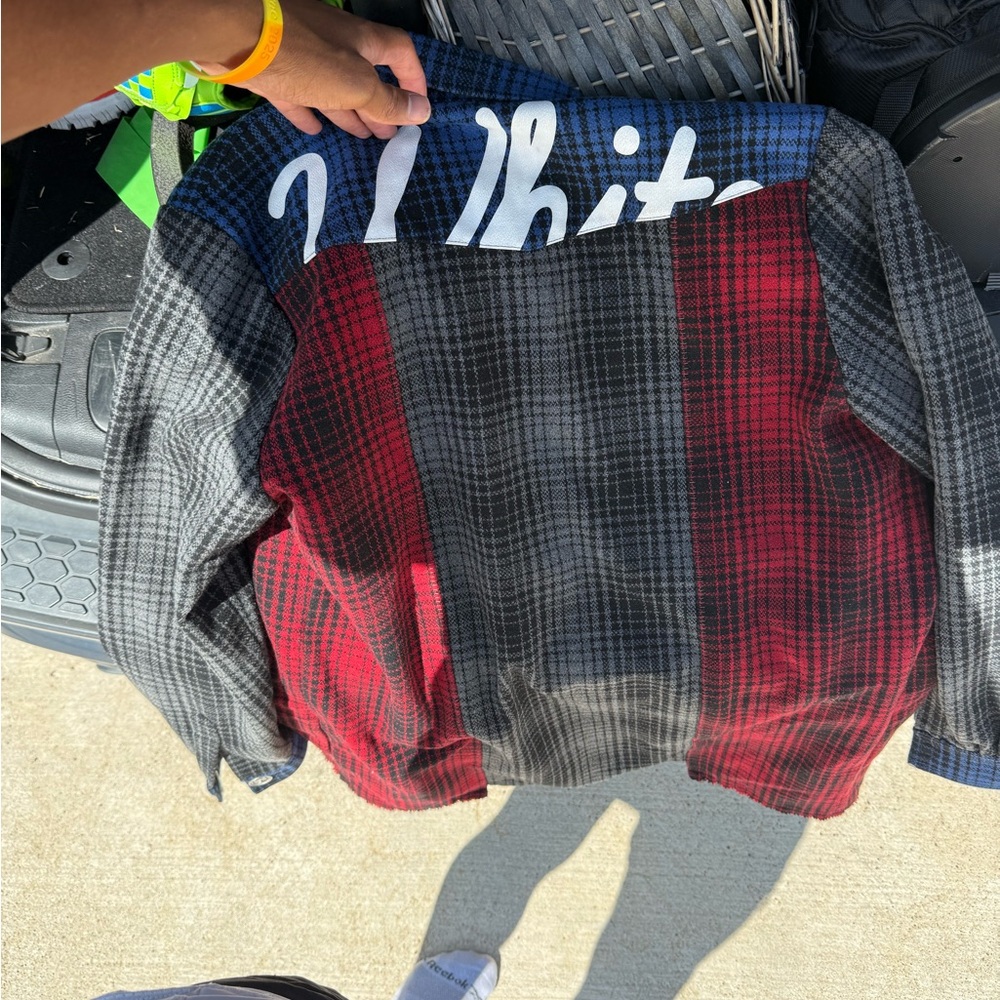 Off-White Men's Patchwork Wool Flannel Jacket - R… - image 3